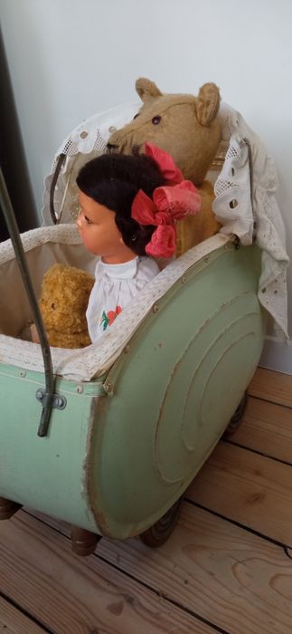 Przedwojenny kolekcjonerski duży wózek antyk dla lalek