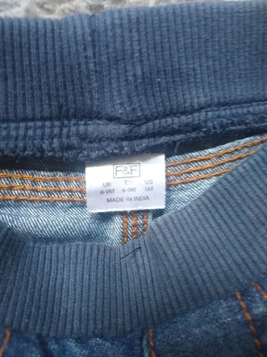 Jeansy spodnie dżinsy f&f ff joggersy joggery buggy 68 74 6-9 miesięcy