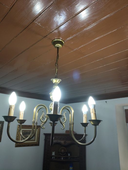 Candeeiro de Teto Clássico / Lustre de Latão Escovado (6 Braços)