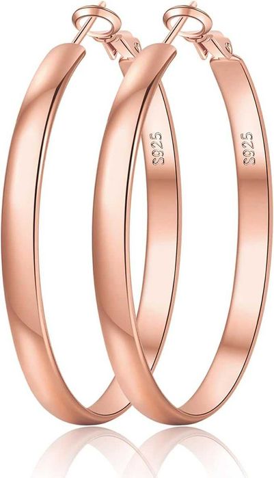 Большие Серьги-кольца EXGOX серебро 925 Rose Gold конго 5 мм. 50,70 см
