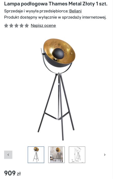 Lampa stojąca czarno złota