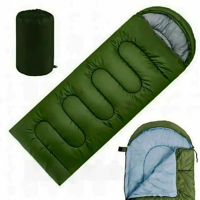 Широкий утепленный спальный мешок до -15°C 900г/м.кв, р. 210х75см ХАКИ