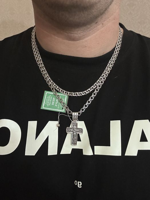 Серебряная цепочка с крестиком 925 пробы
