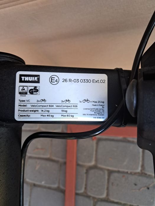 Bagażnik rowerowy na hak Thule Velocompact 926