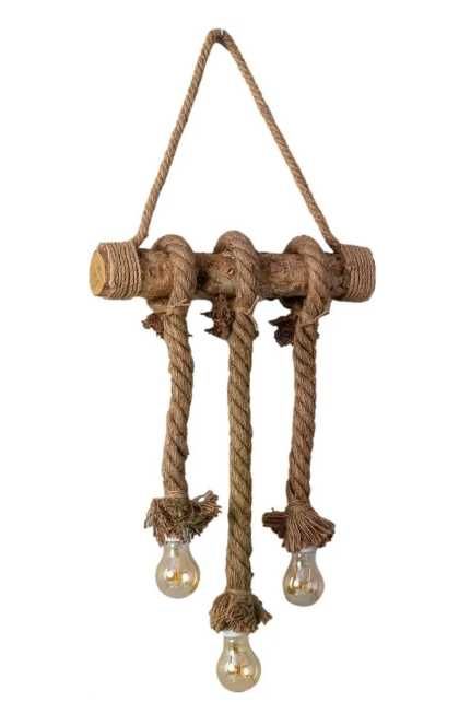 Girlanda LED Boho Wisząca drewniana z linami - na baterie