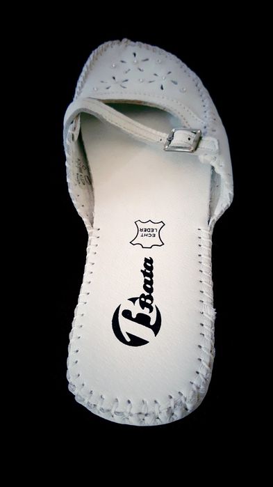 Sapatos Chinelos de Rua BATA Pele Genuína com Strass