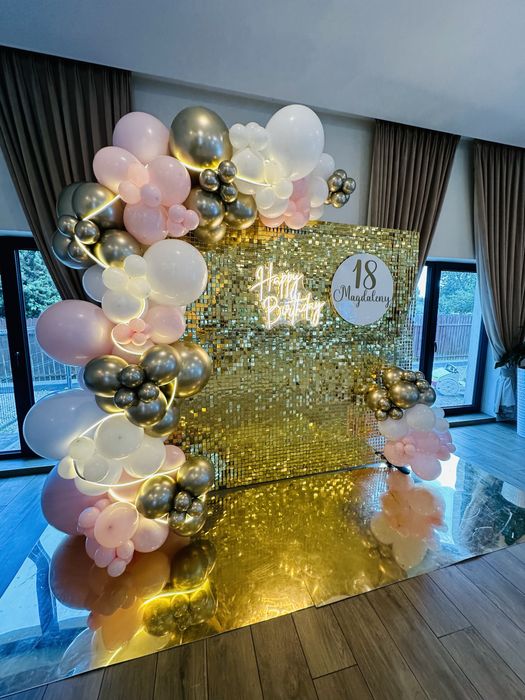 Dekoracja cekinowa ścianka balonowa