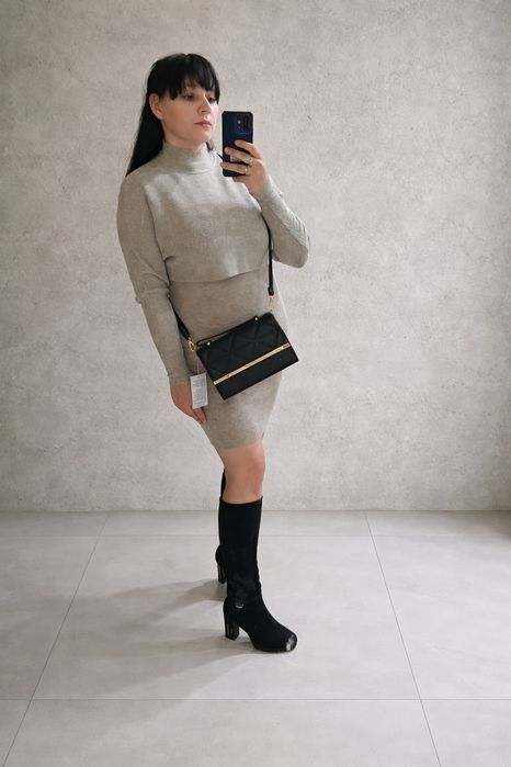 Zestaw sukienka+sweterek dzianina