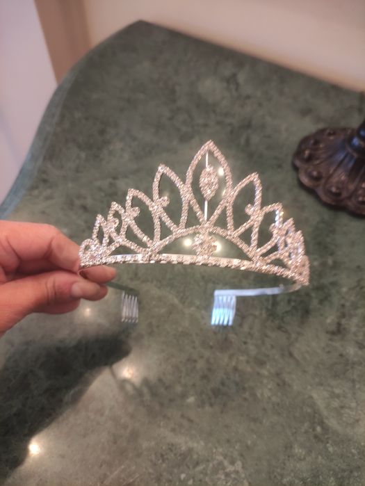 Tiara Coroa Brilhantes Prateada Noiva