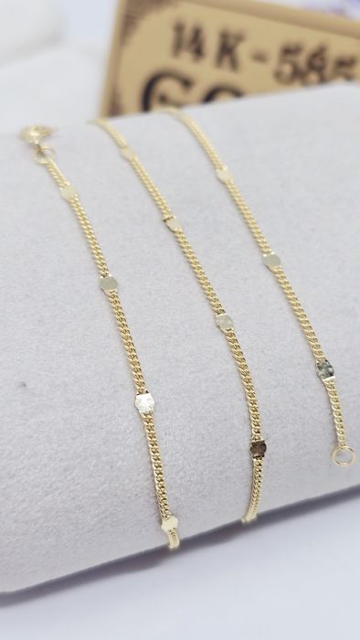 Złoty łańcuszek splot pancerka z blaszką próba 585 14k