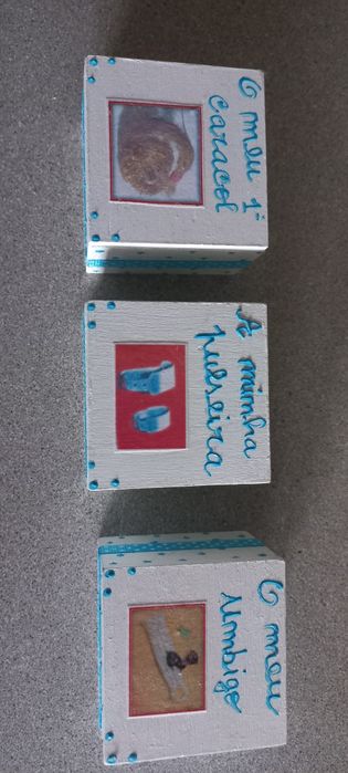 3 caixas de bebé "umbigo, pulseira e caracol"