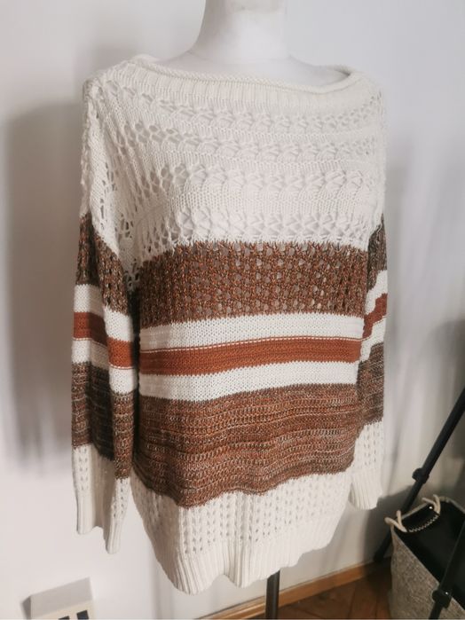 Sweter damski w paski oversize