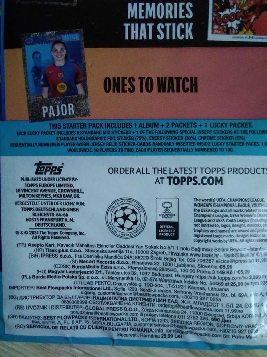 Album naklejki piłkarskie topps 2024/25 całość