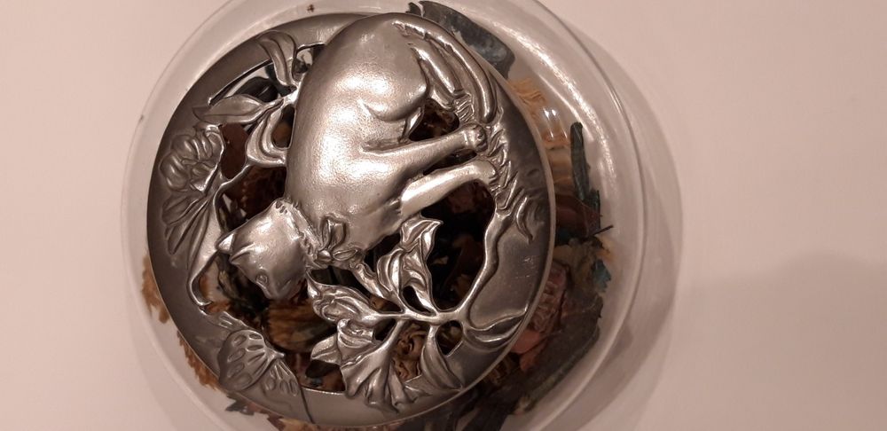 Stary kolekcjonerski ażurowy pojemnik szklany