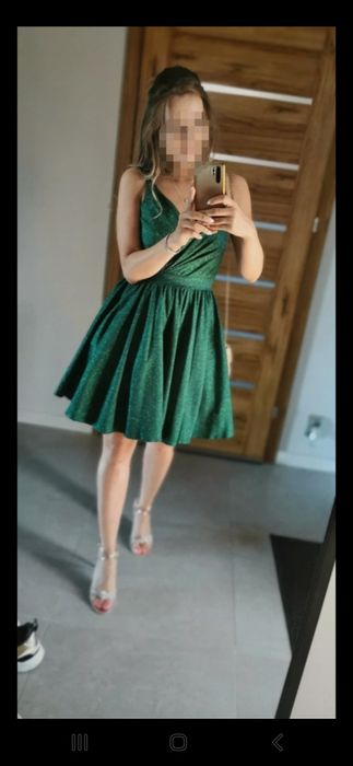 Sukienka brokat butelkowa zieleń Elizabeth lily