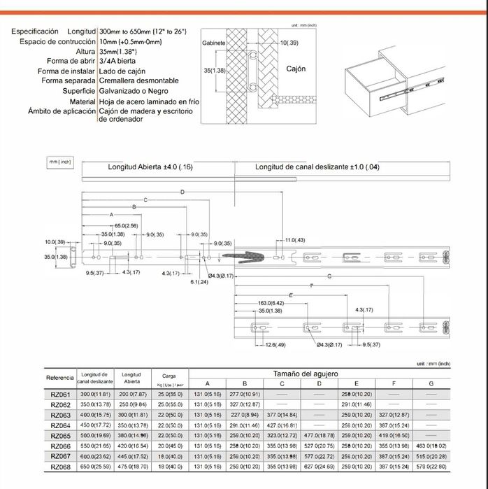 Calhas telescópicas 450 mm extensíveis rack 19" IPC NOVAS