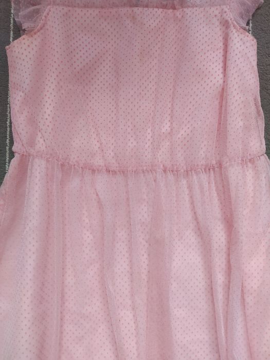 Sukienka letnia galowa z krótkim ozdobnym rękawkiem M&S kids