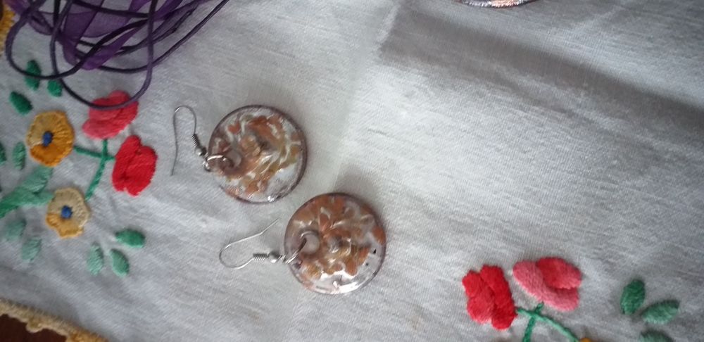 Conjunto de colar e brincos em cristal de Murano - italiano