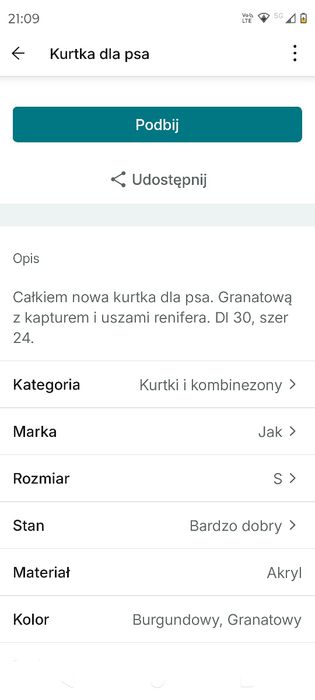 Kurtka zimowa dla psa