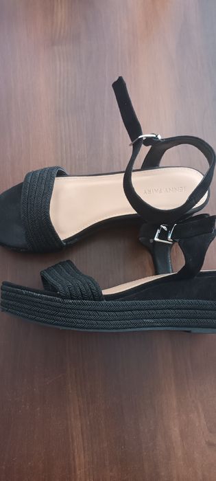 Sandały damskie na koturnie czarne 41 Jenny Fairy