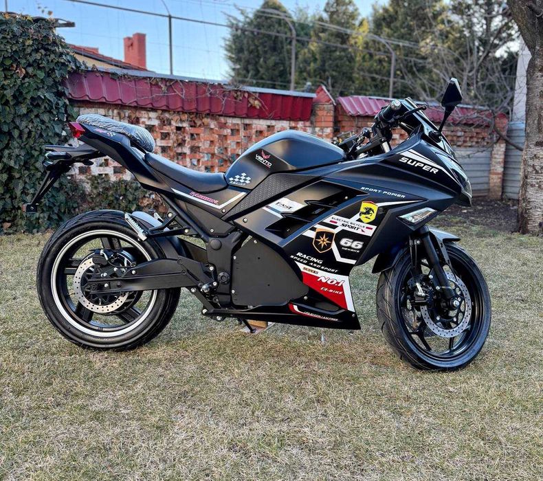 Электромотоцикл Ninja Электробайк 2950W шлем ПОДАРОК чорний 55 a Li-on