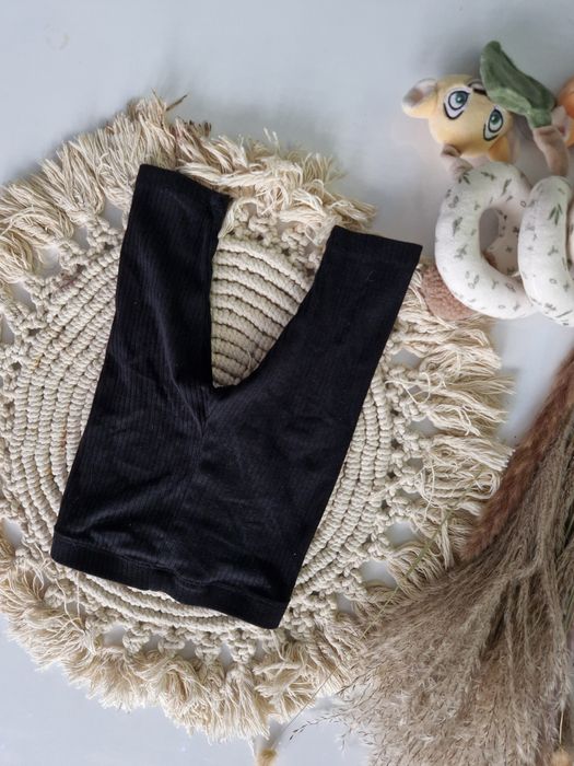 Czarna prazkowane legginsy z bawełny H&M