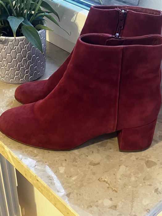 Botki Högl bordowe 38.5 zamszowe