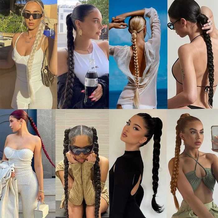 Warkocz pleciony 76cm brązowy kucyk doczepka do włosów BRĄZ