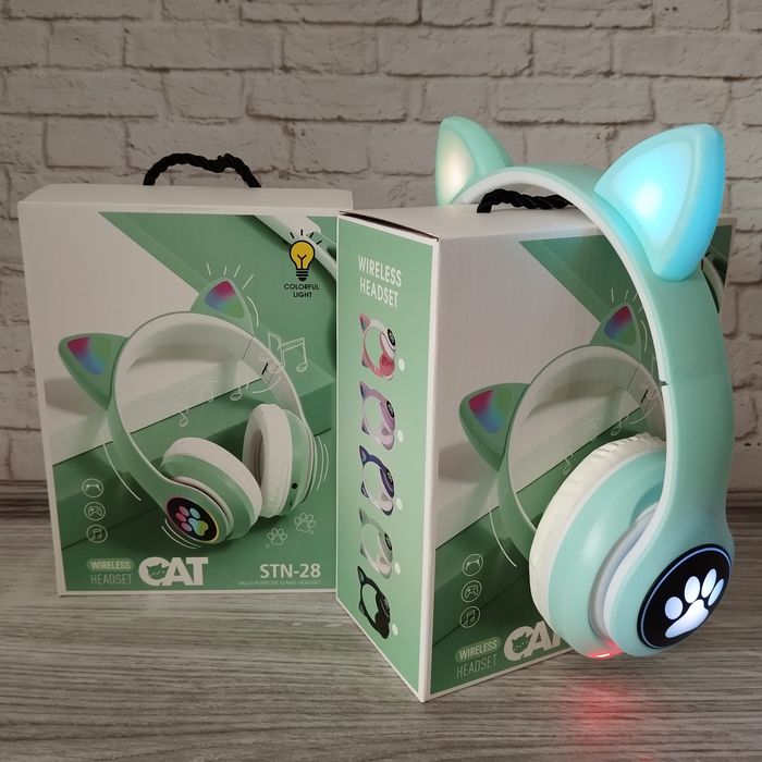 JST 28, STN 28 Детские блютуз наушники кошачьи ушки
