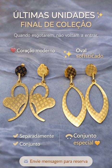 Conjunto de brincos em aço inoxidável