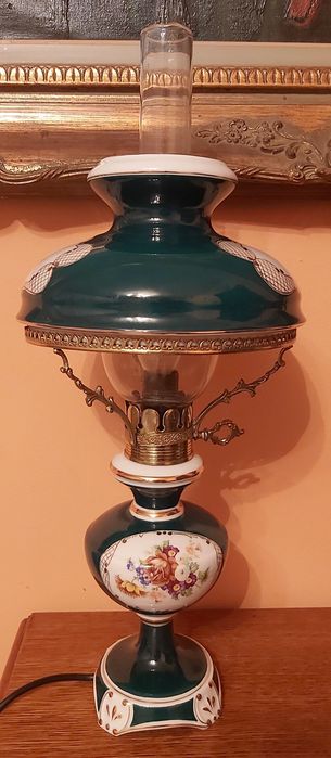 Piękna angielska lampka nocna porcelanowa XXw.