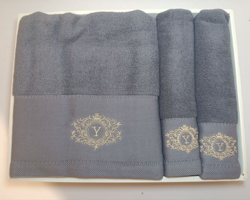 Бавовняні рушники набір 3 шт, банні, брендові, суперпоглинаючі,