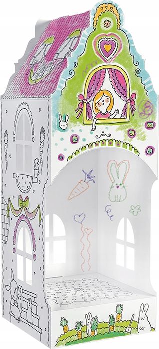 Domek 3D z kartonu wiejski 32 cm Monumi Marchewkowe Pole króliczki 3+