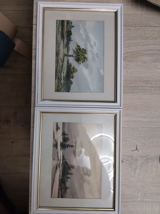 Oryginalne akwarele ZIMOWY PEJZAŻ oraz LETNI PEJZAŻ 1992 r. – Sygnowane, w pięknych ramach - kolekcja