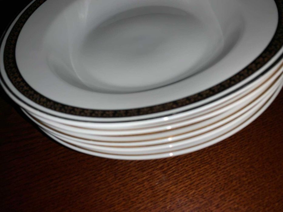 antyczne , porcelanowe talerze, głębokie  - złoto 24 k.- Włocławek