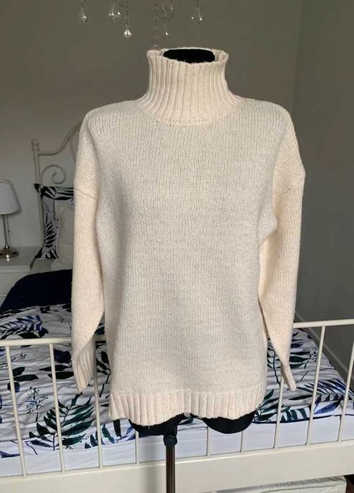 Asos beżowy sweter golf basic minimalizm classy oversize