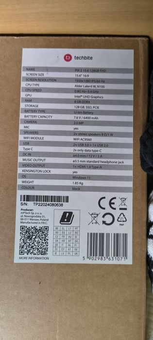 Laptopa jak Nowy Laptop Techbite PIX2 15.6 128 GB