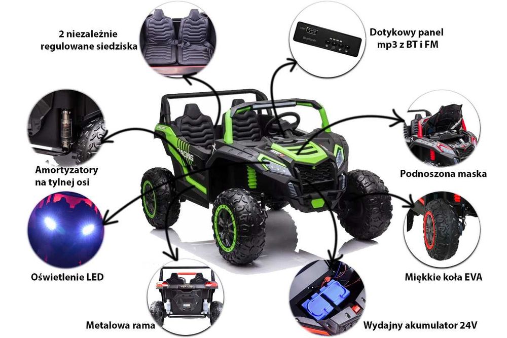 Wielkie auto BUGGY JEEP RACING 24V dla dzieci model A032 800W!