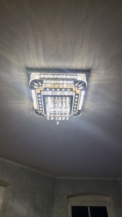 Plafon Kryształowy LED 60x60 cm | Glamour | Pilot | NOWY