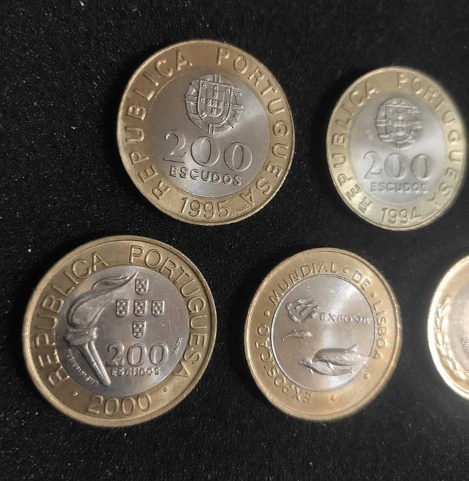 7 moedas de 200$ Bimetálicas