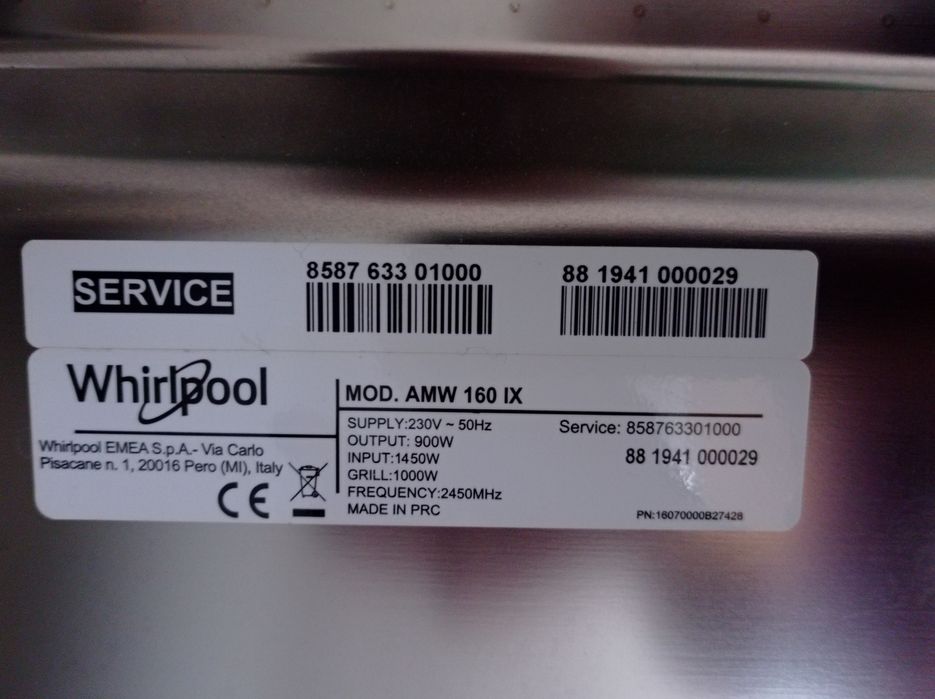 Mikrofala Whirlpool AMW 160 IX z grillem