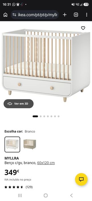 Berço bebe ikea MYLLRA