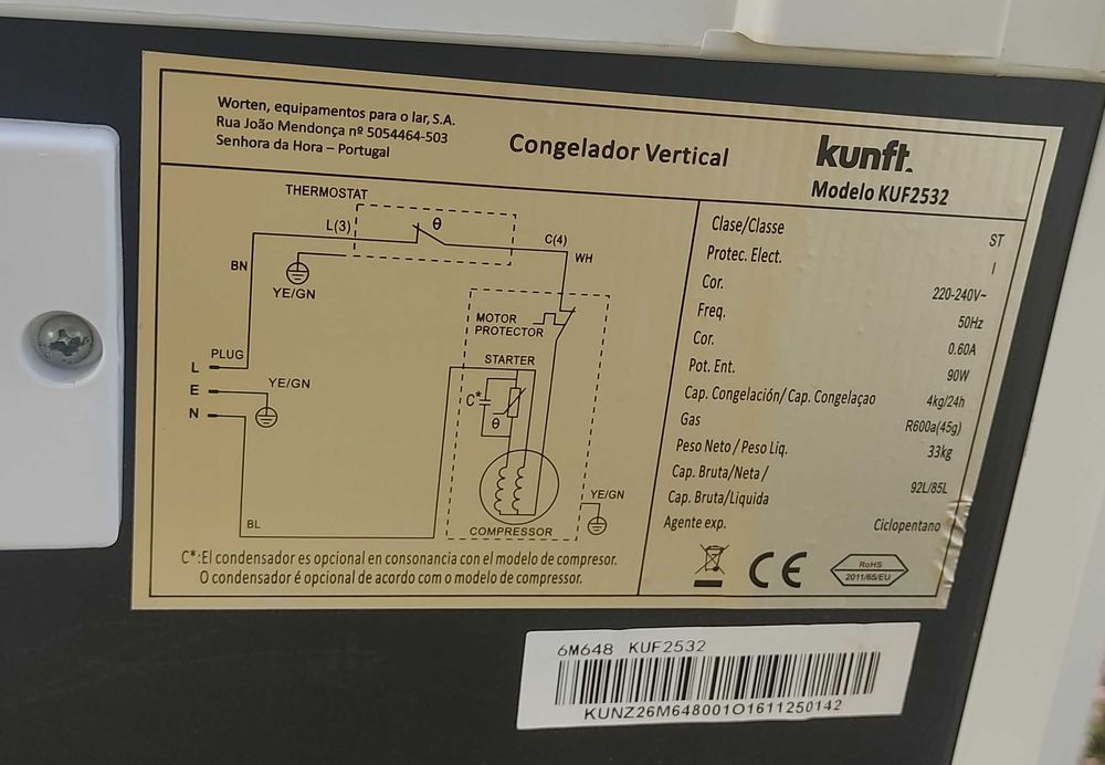 Arca congeladora Kunft simples (Évora)