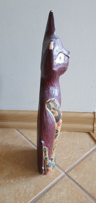 Kot drewniany figurka ozdoba