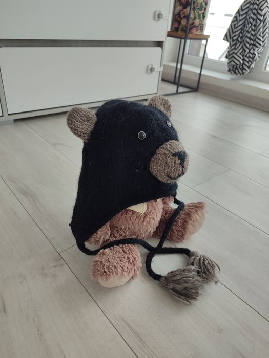 Дитяча тепла шапка “Ведмедик”  | р. 52+ | б/у, гарний стан