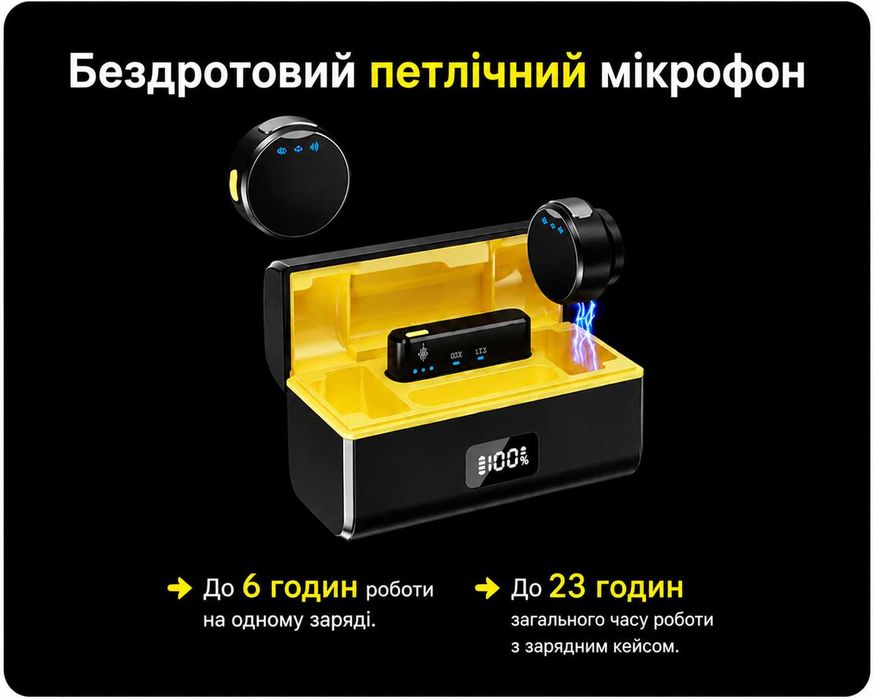 Бездротовий петличний мікрофон. Беспроводной петличный микрофон
