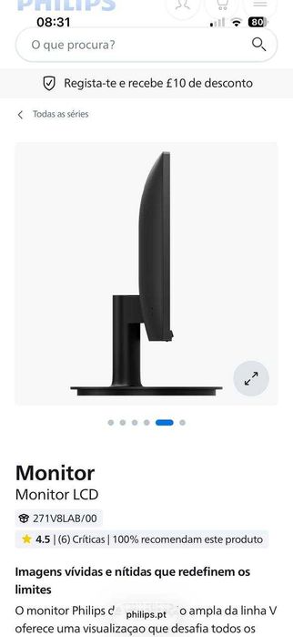 Monitor Philips com cabo USB-C