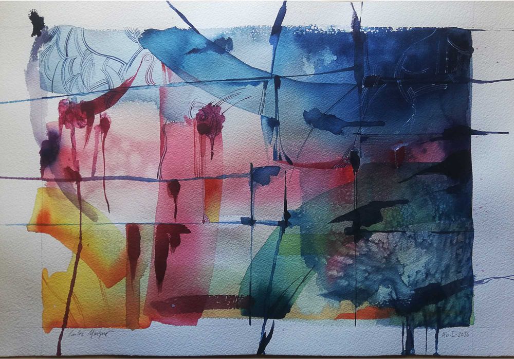 Aguarela original de Carlos Marques. Arte abstrata. Ab-I