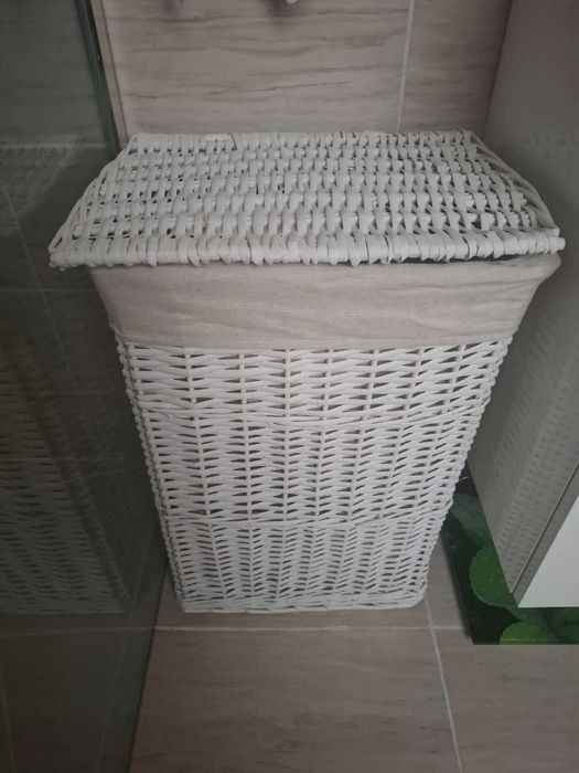 Kosz wiklinowy 72L 40x30x60 cm biały