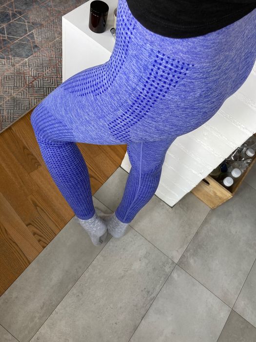 Niebieskie legginsy treningowe sportowe fitness długie xs S do ćwiczeń